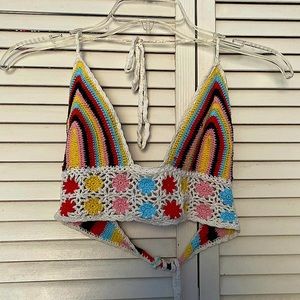 Forever 21 Rainbow Crochet Bralette